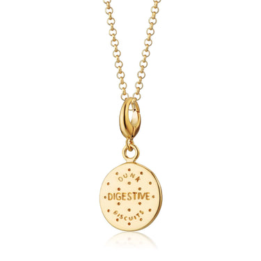 Gold Digestive Biscuit Necklace Front View | Biscuit Pendant
