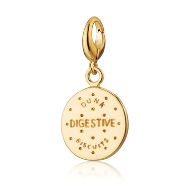 Gold Digestive Biscuit Charm with universal clasp compatible with Pandora