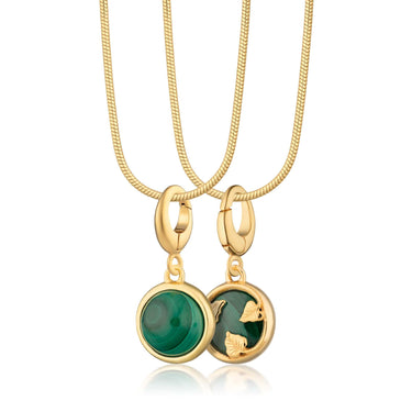 Gold Green Malachite Healing Charm Necklace | Healing Crystal Pendant