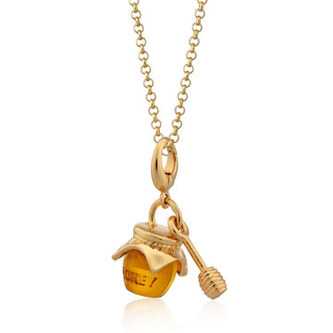 Gold Honey Jar Charm Necklace with Honey Stirrer