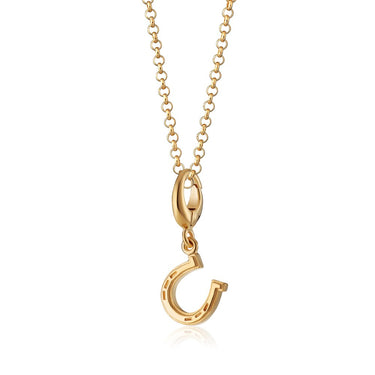 Gold Lucky Horseshoe Charm Necklace | Year of the Horse Pendant Necklace