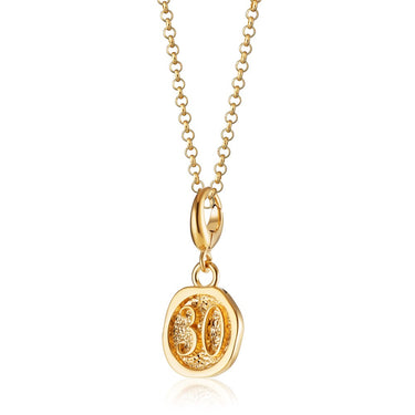 Gold 30th Birthday Charm Necklace | Gold Number 30 Pendant