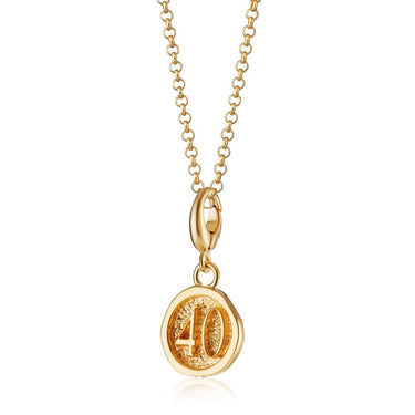 Gold 40th birthday charm necklace | Gold number 40 pendant