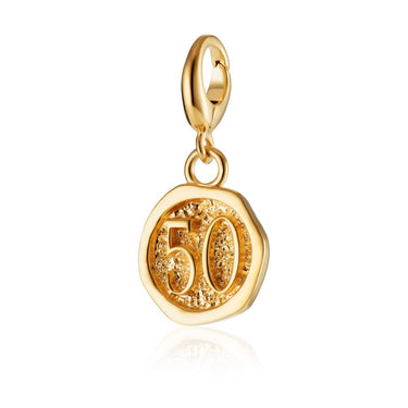Gold 50th Birthday Charm | Gold Number 50 Charm for a Fifty Birthday Gift
