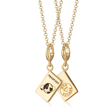 Gold Passport Charm Necklace Front and Back View