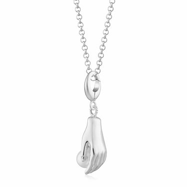 Silver Hand and Pearl Necklace | Lily Charmed