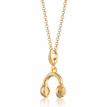 Gold Headphones Charm Necklace | Lily Charmed