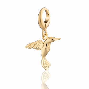 Gold Plated Hummingbird Charm | Bird Charms | Pandora Compatible Charm | Lily Charmed