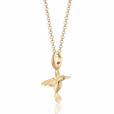 Gold Hummingbird Charm Necklace | Bird Pendant Necklace