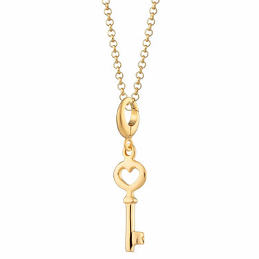 Gold Key Charm Necklace | Heart & Key Pendant