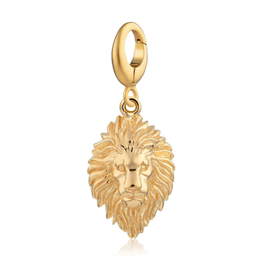 Gold Lion Head Leo Zodiac Charm with universal clasp compatible with Pandora by Lily Charmed