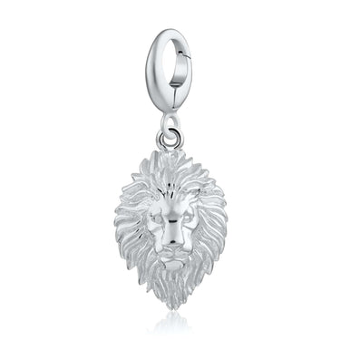 Silver Lion Head Leo Zodiac Charm with Pandora compatible clasp - Lily Charmed