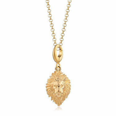 Gold Lion Head Charm Necklace | Leo Zodiac Pendant