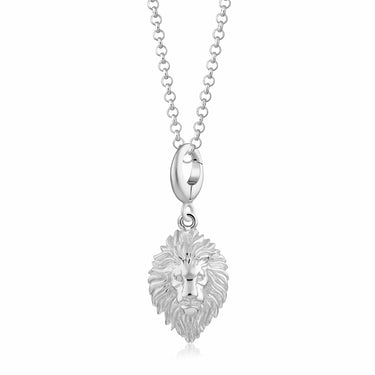Silver Lion Head Charm Necklace | Leo Zodiac Pendant