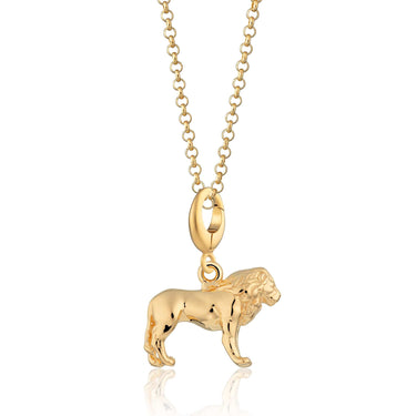 Gold Lion Charm Necklace | 3D Animal Pendant Necklace