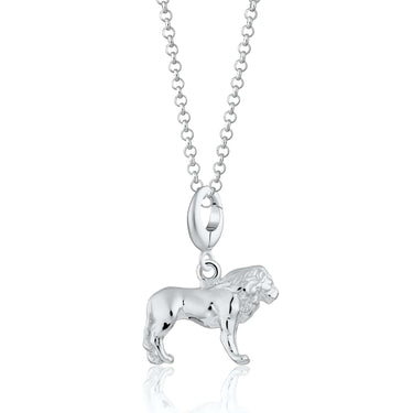 Silver Lion Charm Necklace | 3D Animal Pendant Necklace