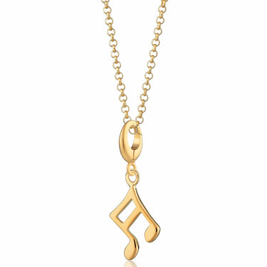 Gold Music Note Charm Necklace | Semiquaver Music Pendant
