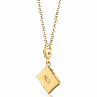 Gold Nice Biscuit Charm Necklace | Biscuit Pendant Necklaces