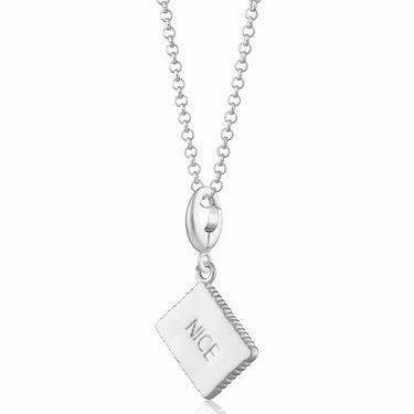 Silver Nice Biscuit Charm Necklace | Biscuit Pendant Necklaces