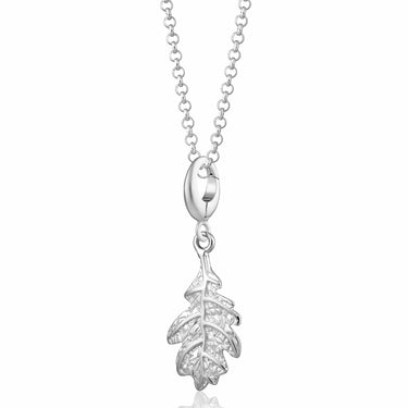 Silver Oak Leaf Charm Necklace | Leaf Pendant Necklace