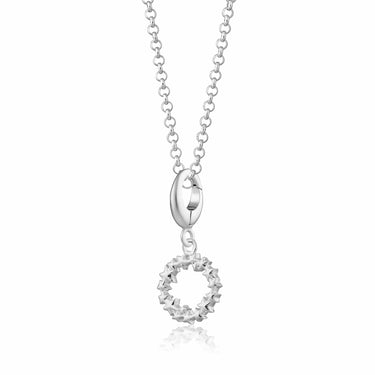 Silver Open Circle Star Cluster Necklace | Celestial Pendant Necklace