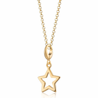 Gold Open Star Charm Necklace | Celestial Pendant Necklace