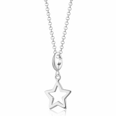 Silver Open Star Charm Necklace | Celestial Pendant Necklace