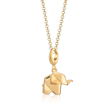 Gold Plated Origami Elephant Charm Necklace - Lily Charmed