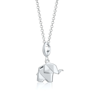 Silver Origami Elephant Charm Necklace - Lily Charmed