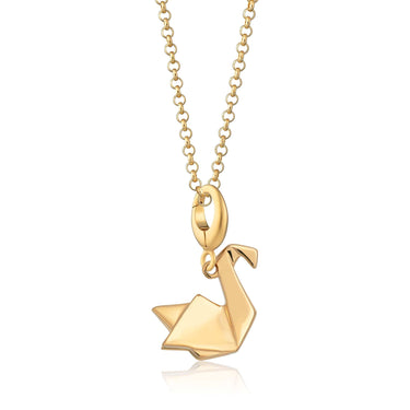 Gold Origami Swan Charm Necklace - Lily Charmed