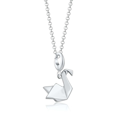 Silver Origami Swan Charm Necklace - Lily Charmed