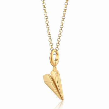 Gold Paper Plane Charm Necklace | First Anniversary Pendant Necklace