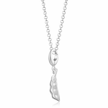 Silver Peapod Charm Necklace | Peas in a Pod Pendant Necklace