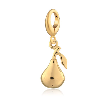 Gold Plated Pear Fruit Charm | Food & Drink Charms | Pandora Compatible Charm | Lily Charmed