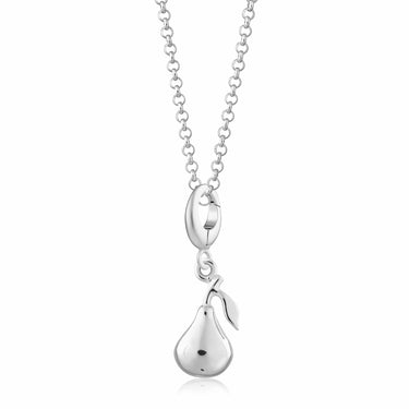 Silver Pear Charm Necklace | Fruit Pendant Necklace
