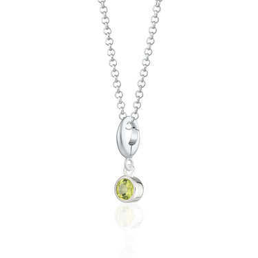 August Birthstone Charm Necklace | Peridot Gemstone Pendant