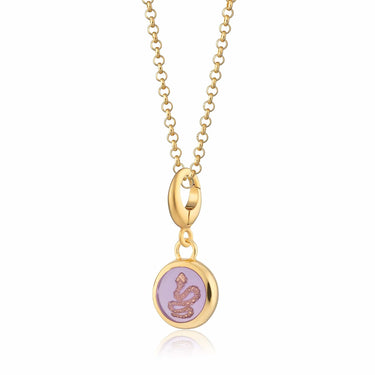 Gold Purple Snake Resin Charm Necklace | Snake Penant Necklace