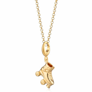 Gold Roller Boot Charm Necklace | Skate Pendant Necklace