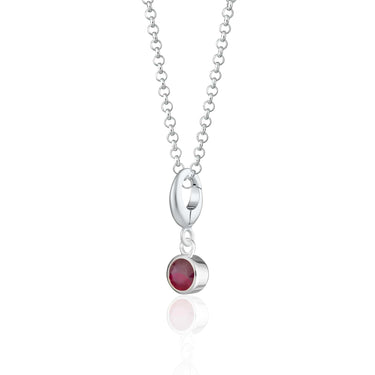 July Birthstone Charm Necklace | Ruby Gemstone Pendant Necklace