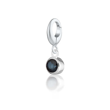 Silver Sapphire Charm with universal clasp compatible with Pandora - September Birthstone