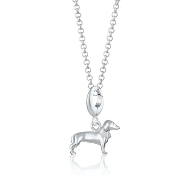 Silver Sausage Dog Charm Necklace | Animal Pendant Necklace