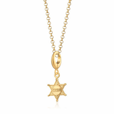 Gold Sheriff Badge Charm Necklace | Police Badge Pendant