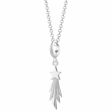 Silver Shooting Star Charm Necklace | Star Pendant Necklace