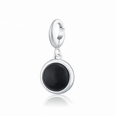 silver Black Onyx Healing Stone Charm