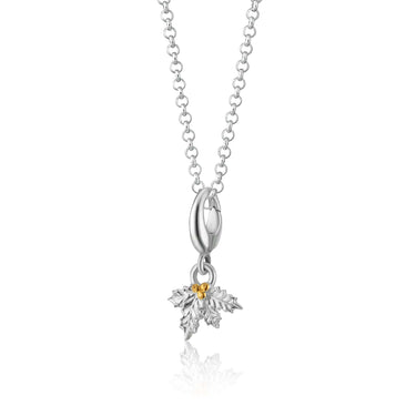Silver Christmas Holly Charm Necklace | Christmas Pendant Necklace