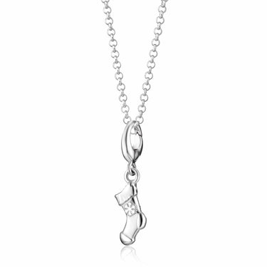 Silver Christmas Stocking Charm Necklace | Christmas Pendant Necklace