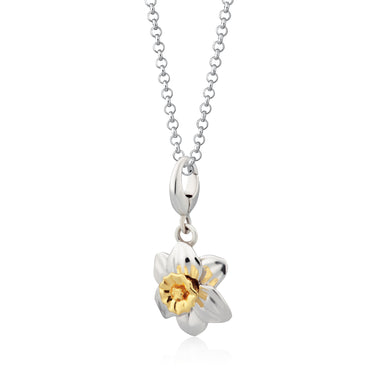 Silver Daffodil Flower Charm Necklace | March Birth Flower