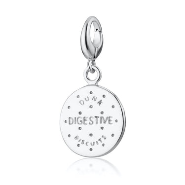 Silver Digestive Biscuit Charm with universal clasp compatible with Pandora