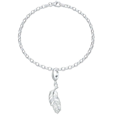 Silver Feather Charm Bracelet - Lily Charmed