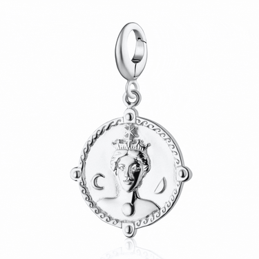 Silver goddess Hera Charm Front and Back View